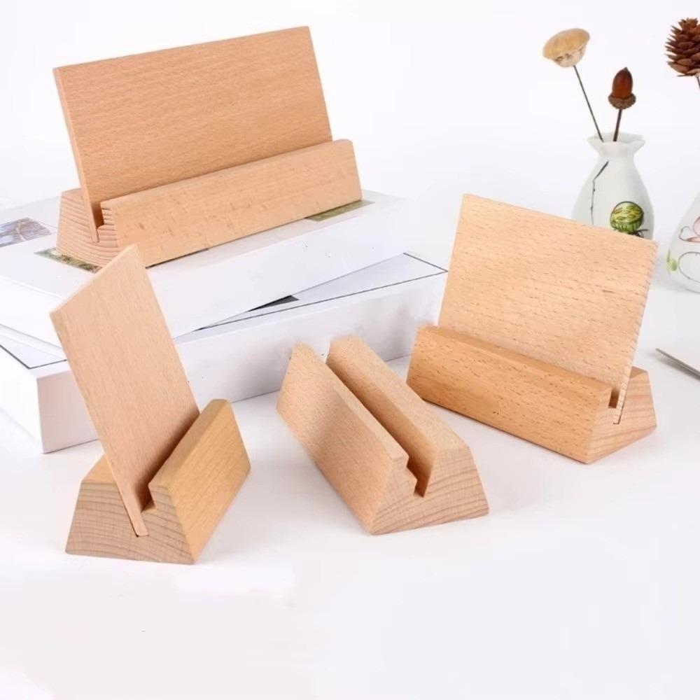 Wooden Wooden Calendar Base with Backboard Photo Card Holder Desk Calendar Stand Table Number