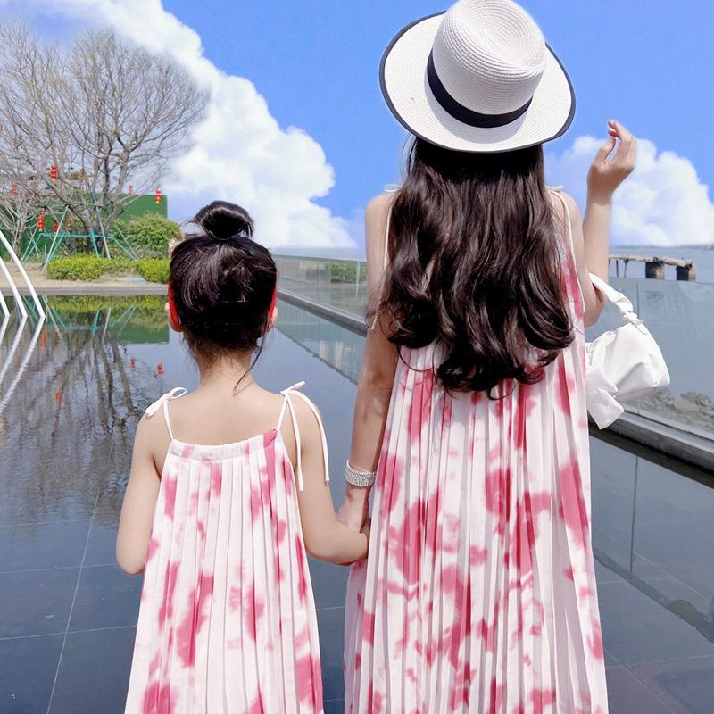 

Летний комплект платьев-маек с французским тай-дай для мамы и дочки – Длинное сказочное платье 110 cm