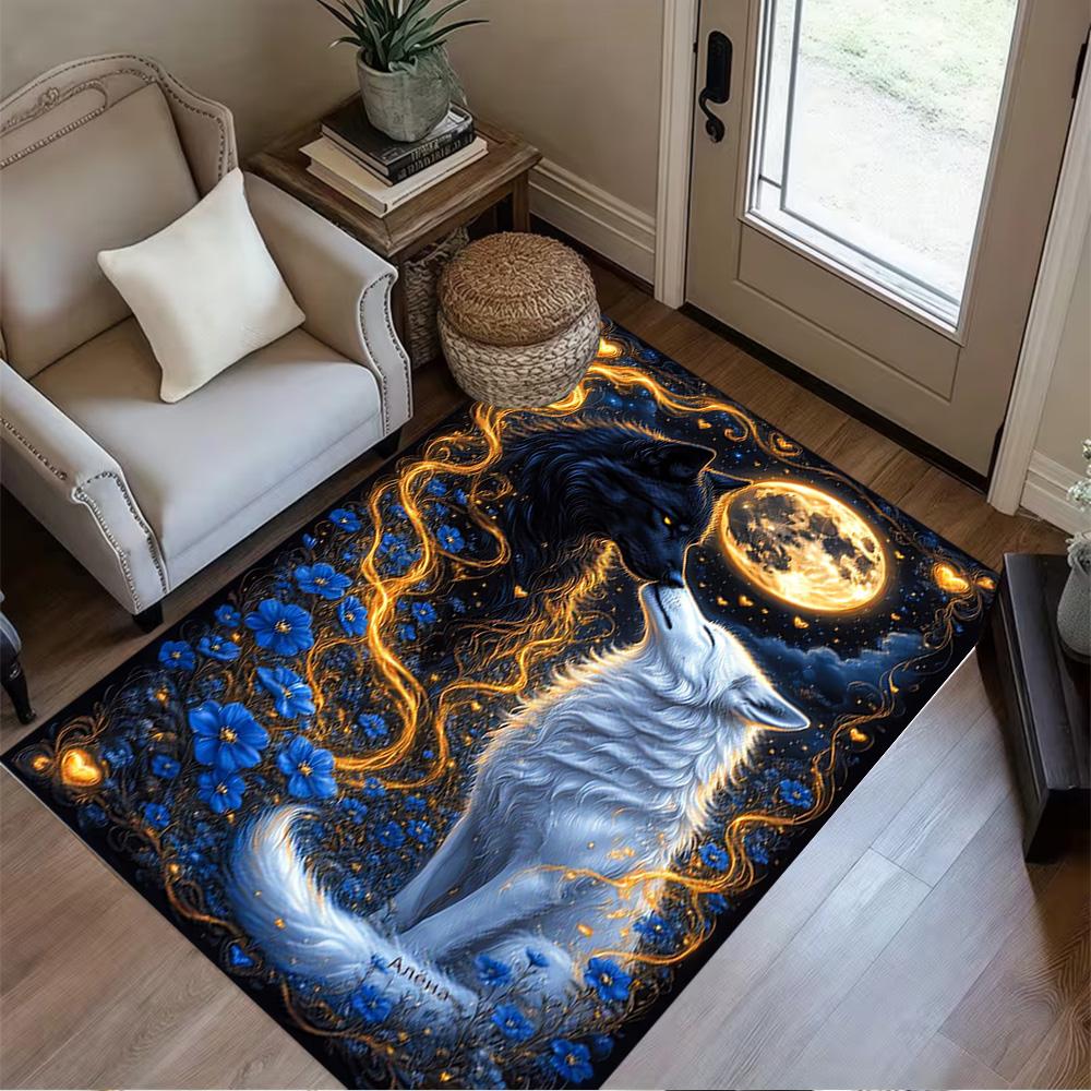1pc Wolf Pack Forest Design Home Carpet Non-slip Office Decor Gift Living Room Bedroom