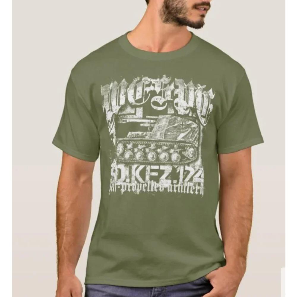 Panzer Sd. vozidlo. 124 Wespe Samohybné dělostřelectvo Tričko 100% Bavlna O-Krk Letní Krátký Rukáv Ležérní Pánské Tričko