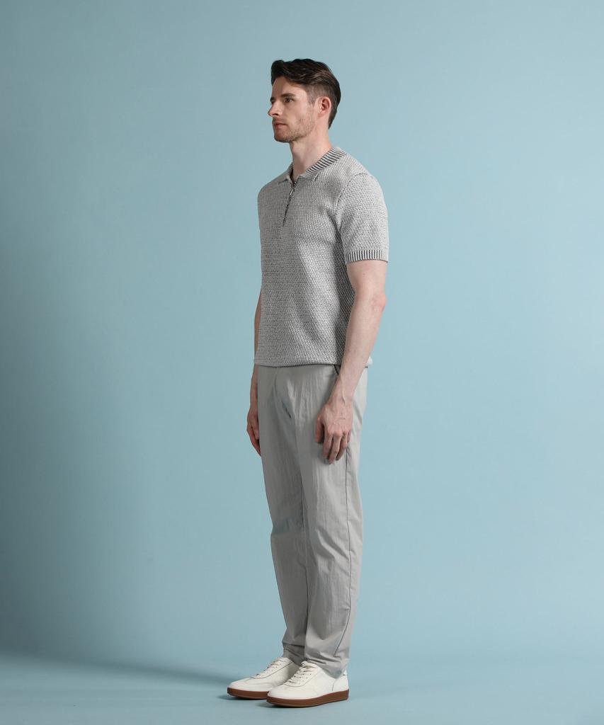 PANICALE Grey Melange Half-Zip Polo Knit