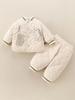 Baby Boys' Autumn/Winter Quilted Cotton Two-Piece Set: Warm Jacket and Pants
