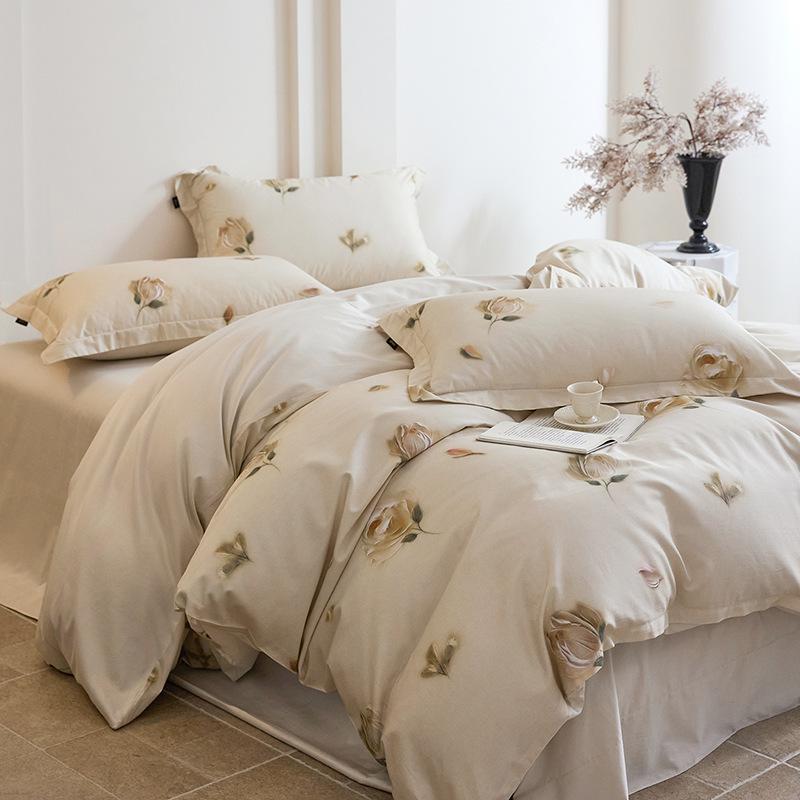 Pure Cotton Fresh Style Bedding Set: Modern Minimalist Duvet Cover, Sheet & Fitted Sheet for Spring/Summer