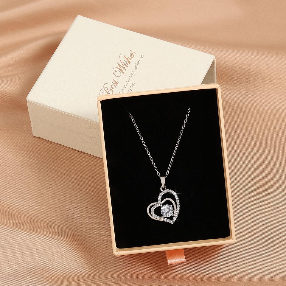 ZAKOL Simple Geometric Crystal White Zircon Pendant Necklace For Women copper-Color Wedding Party Zircon Gift With Box
