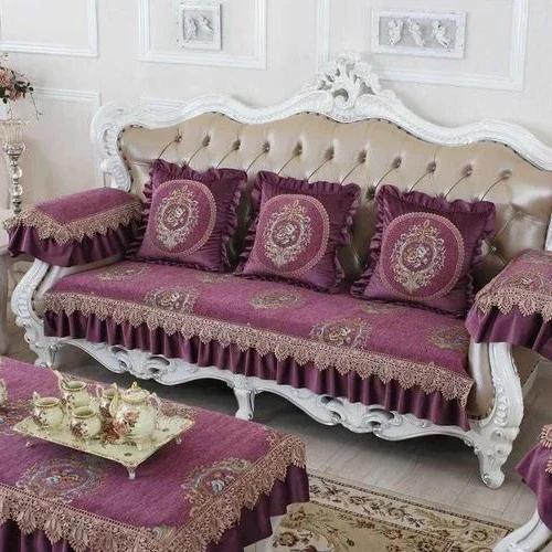 

Роскошный стиль с большими краями, большая юбка, коврик для дивана, универсальный тканевый противоскользящий коврик на четыре сезона, кружевной синель, пылезащитный чехол для дивана 30x50cm 3edge 18cm