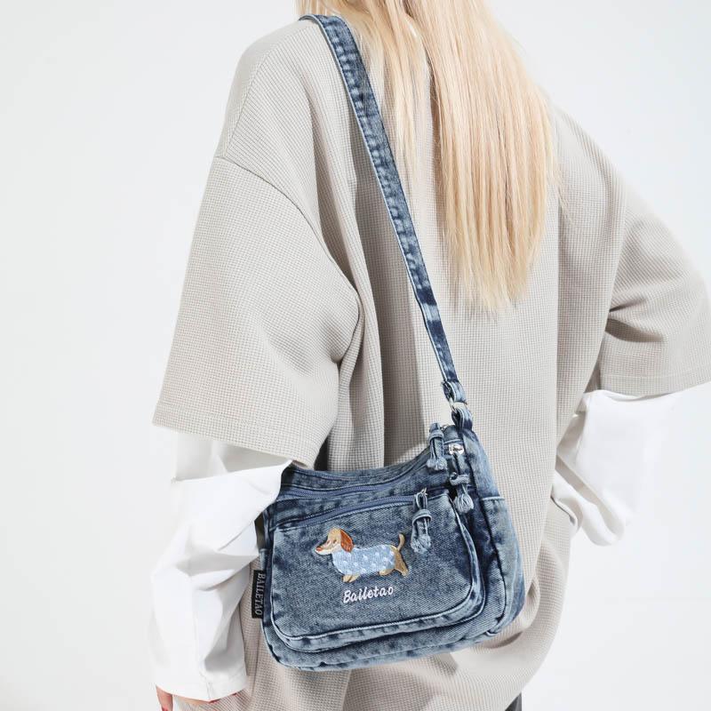 Denim Shoulder Bag Women's Large Capacity Commuter Student Crossbody Bag