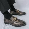 Men Printed Loafers Leather Individuality Formal Business Shoes Wedding Dress Prom Shoes Over Sized