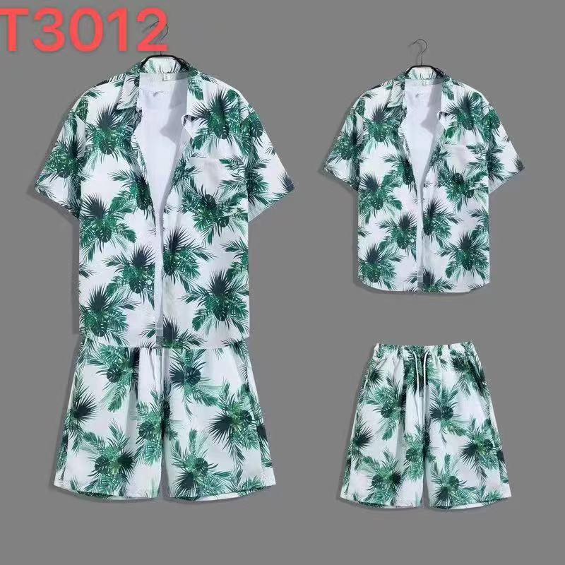 Hawaiian Floral Beach Set: Men's Loose-Fit Plus Size Short Sleeve Shirt & Casual Shorts