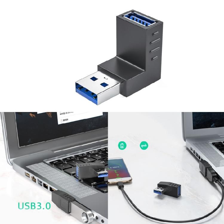 90 Degree USB 3.0/2.0 Female to USB 3.0/2.0 Male Adapter Converter Extender 10Gbps Data Sync Adapter for Laptop Phone