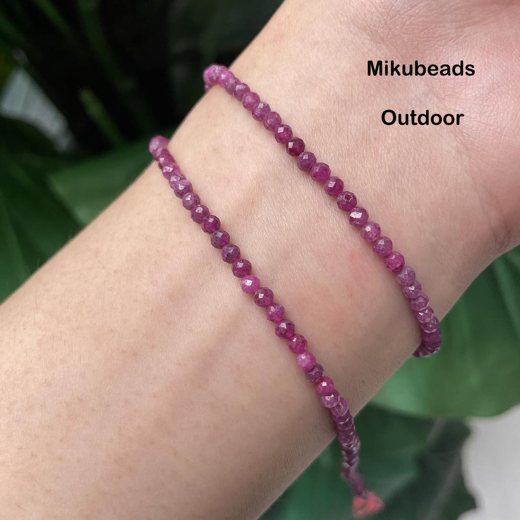 Natural 3mm 4mm 6mm Ruby Faceted Round Loose Beads For Jewelry Making DIY Bracelets Necklace Strand Gift 38cm