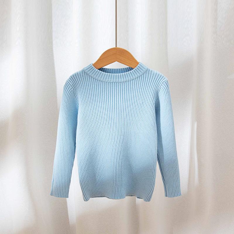 

Детский свитер для младенцев, осенне-зимний новый повседневный универсальный трикотаж с круглым вырезом для мальчиков и девочек-подростков, розово-синие пуловеры для детей 120cm синий