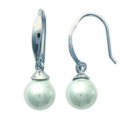 [L3948] - Silberne 'Perla' Ohrringe Silberweiß (rhodiniert) - 6 mm