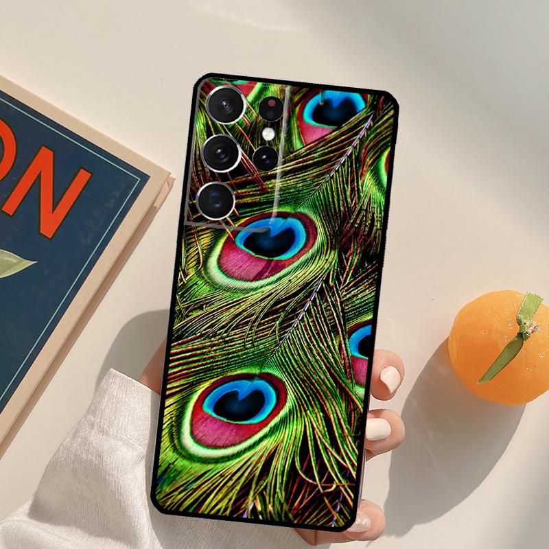 Pfauenfedern Handyhülle Für Samsung Galaxy S25 S26 Ultra S20 S21 S22 S23 S24 Plus S10 S25 FE Rückseite