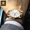 OLEVS 5568 With Gift Box Double Calendar Leather Band Men'S Watch Belt Ladies Watch