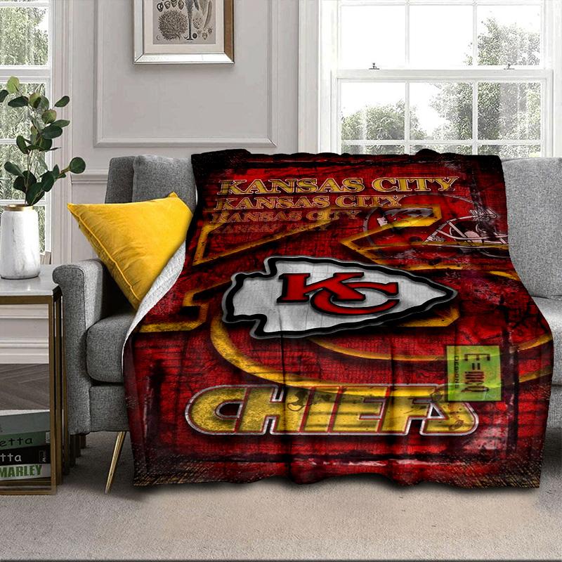 Kansas Chiefs Logo Portable Blanket/Soft Blanket Bedding Blanket Suitable for Travel Camping Living Rooms Offices Sofas Fan Gifts