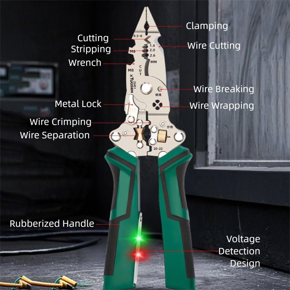 Foldable Voltage Tester 10 In 1 Function Multifunctional Wire Stripper Electrician Use