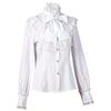 Women's Vintage Ruffle Collar Shirt Spring New Arrival High Neck Lace Trim Button Down Shirt Elegant Gothic Blouse Tops