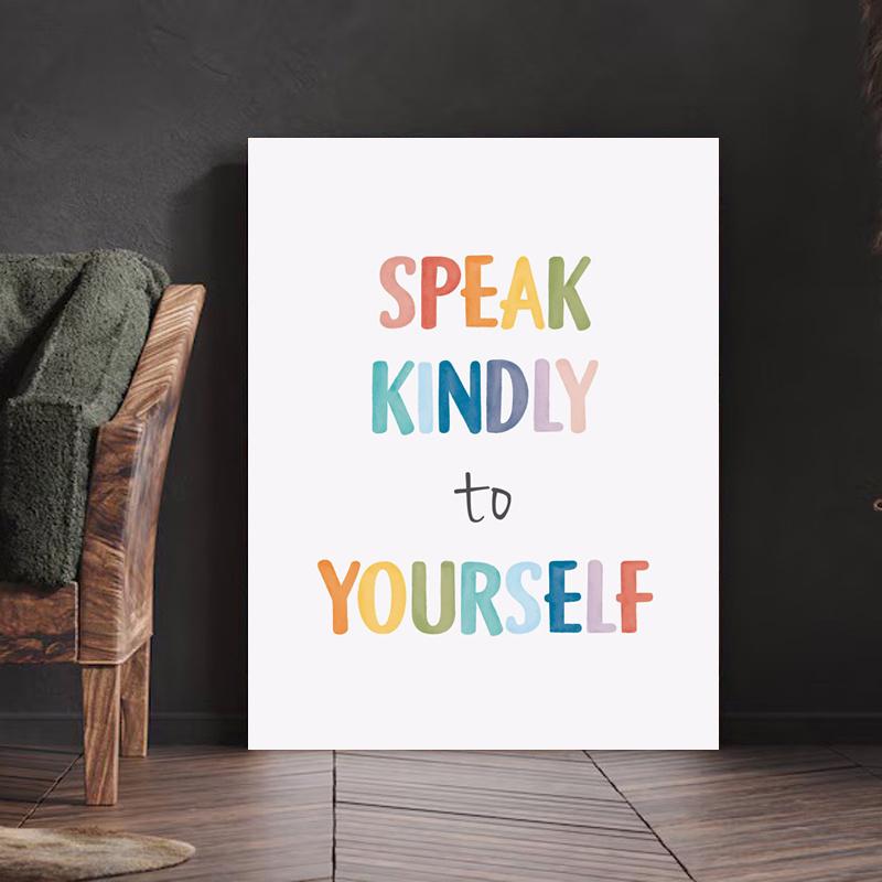 

Framed - Treat Yourself Well - Art Poster - Positive and Positive Growth Mindset Canvas Poster - Vibrant Decorative Art Mural Poster 20*30cm(with frame)