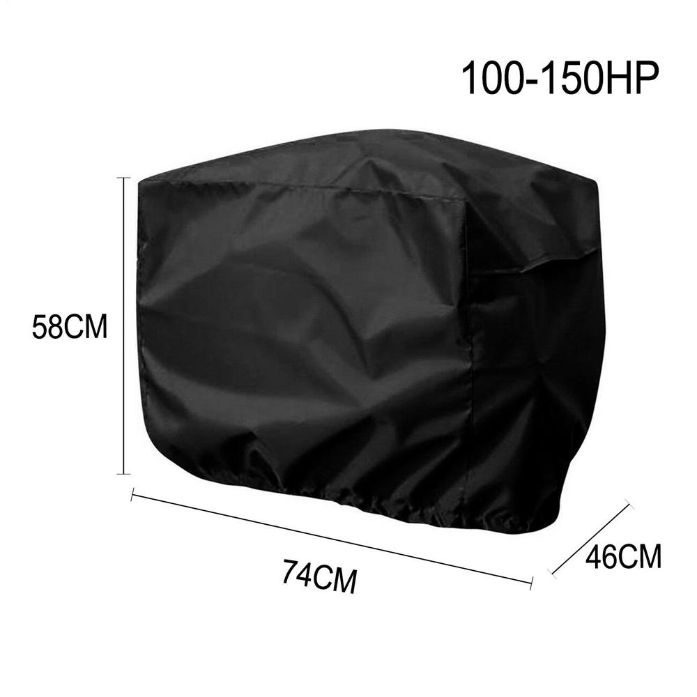 15-250 PS Volle Außenbordmotor-Bootsabdeckung 210D Wasserdichter, kratzfester, robuster Motorschutzmotor, schwarzer Bootsstoff