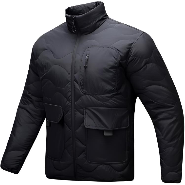 Anta Outdoor Series Sports Casual Simple Solid Color Stand Collar Zipper Warm Down Jacket Men Jackets Basic-Black 152446908-1