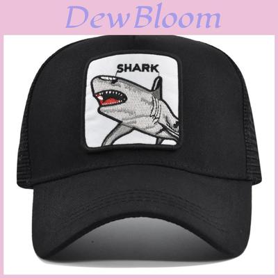 Casquette Respirante à Languette de Canard avec Broderie Animal Requin Visière Courbée Chapeau de Soleil