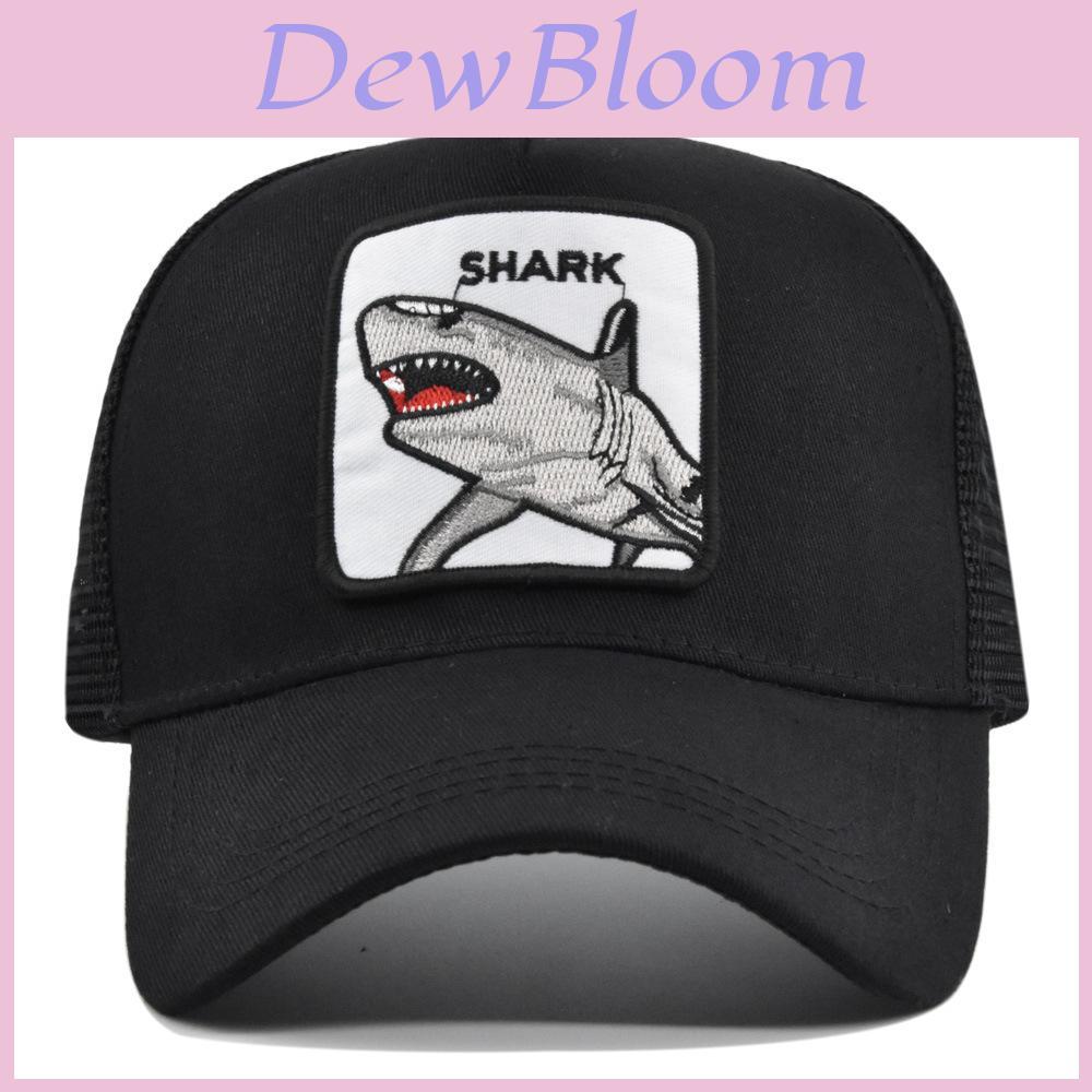 Casquette Respirante à Languette de Canard avec Broderie Animal Requin Visière Courbée Chapeau de Soleil