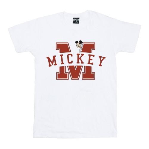 Disney Womens/Ladies Mickey Mouse Letter Peak Cotton Boyfriend T-Shirt