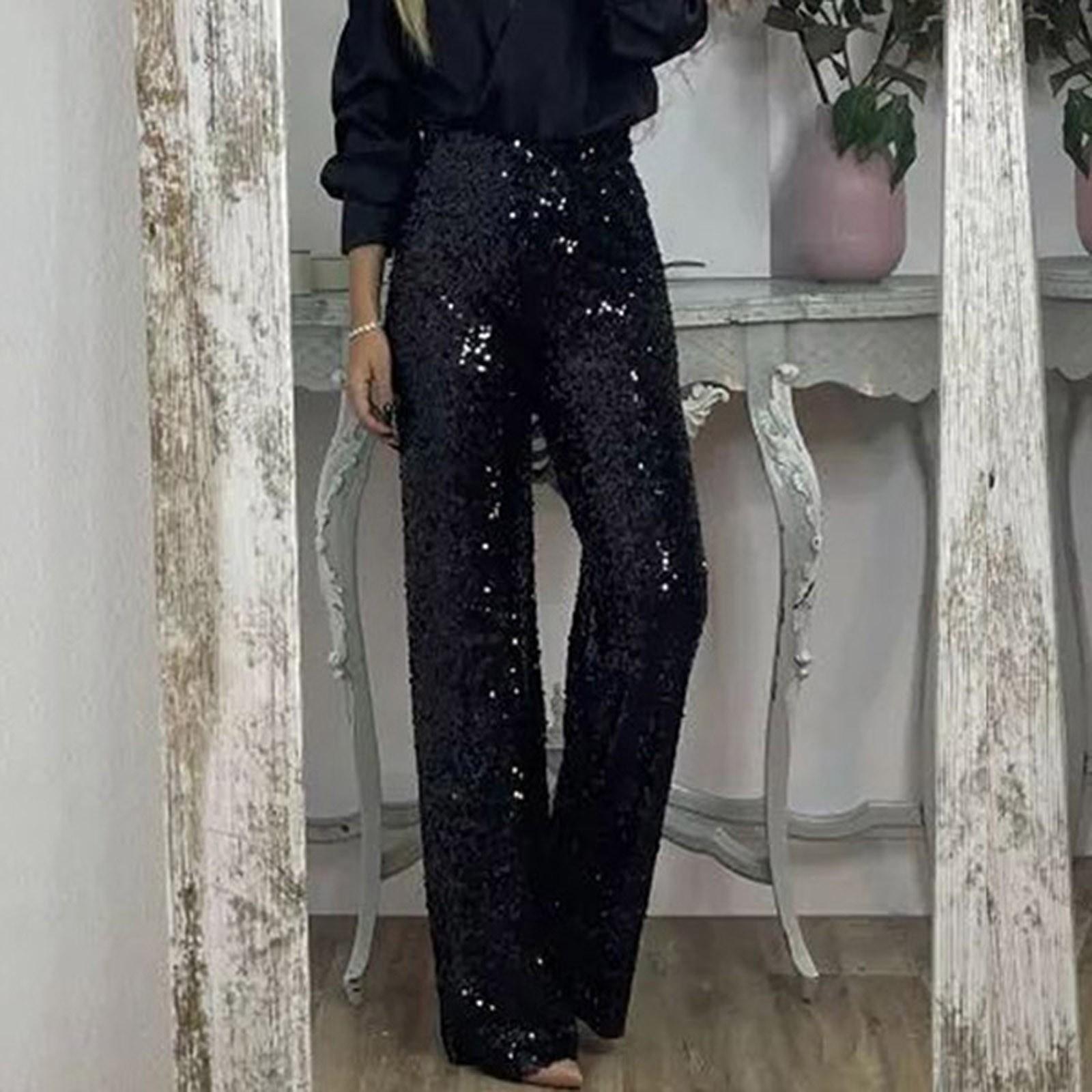 

Брюки для женщин, нарядные повседневные брюки с высокой талией, эластичные брюки, модные летние брюки M чёрный