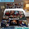 3PCS Custom Name Clown Horror Bedding Set, Bedding Set Including 1pc Duvet Cover And 2pcs Pillowcases for Bedroom,Dormitory Gift