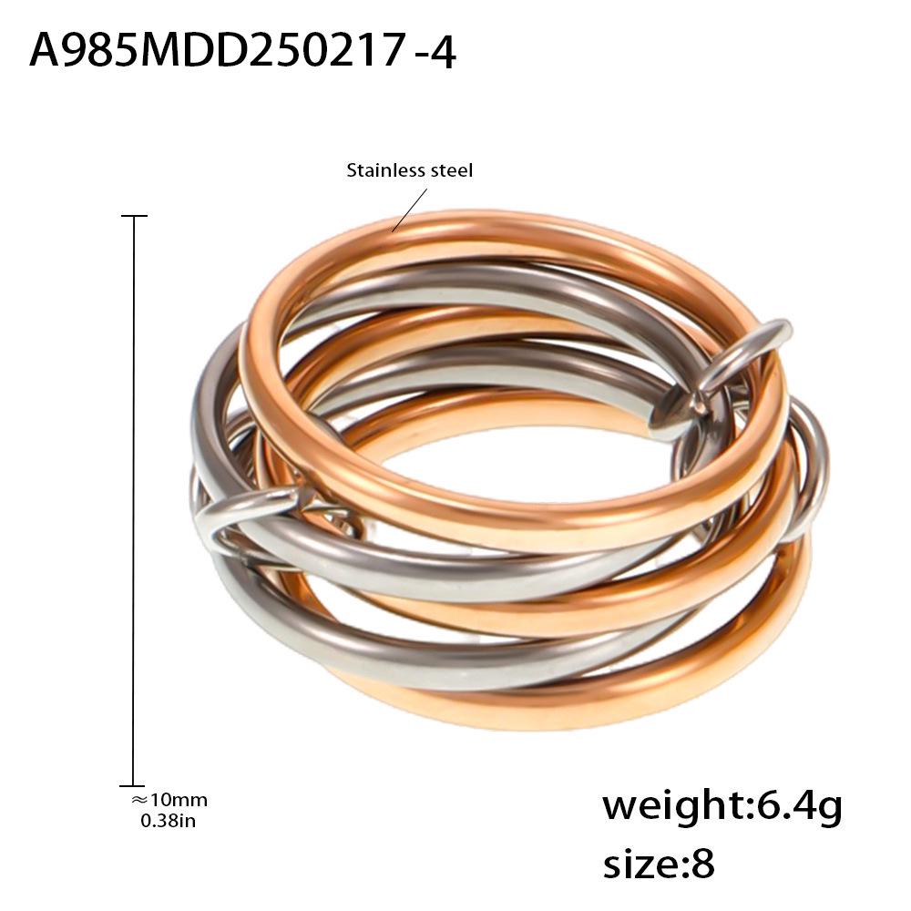 Qiong Yao 2mm Women's Color Block Stackable Interlocking Ring Set