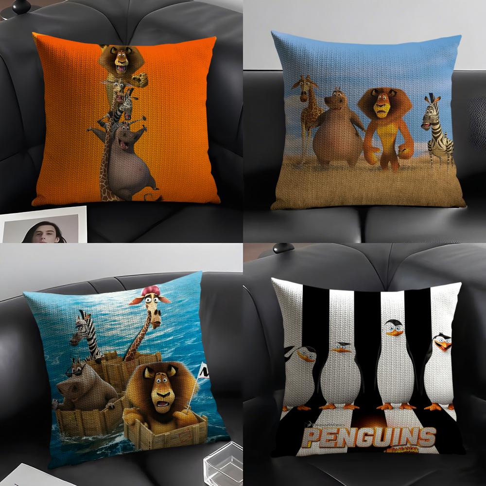 Lu Xika Chen Unisex Madagascar Pillow Case Linen Cushion Covers For Decorative Sofa Home Pillows Case Car Chair Pillows Cases