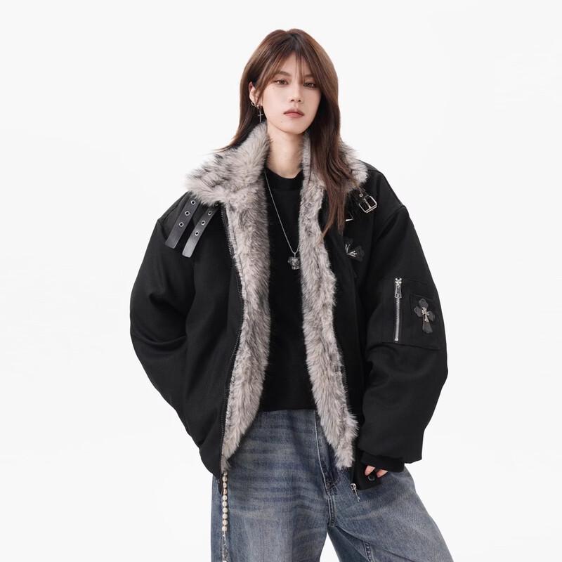 BWKA Suede Fur Collar Padded Jacket M