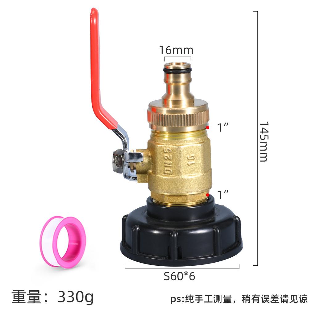 S60 To 1/2 3/4 1 inch Male Thread Connector Brass Valve IBC Tank Tap Adapter Nipple Garden Hose Quick Connect Tank Valve