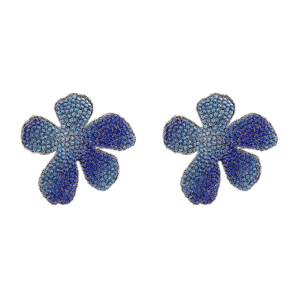 Leichter Luxus Schwerindustrie Eingelegt mit Diamanten Blumenohrringe, Süße Temperament Ohrstecker