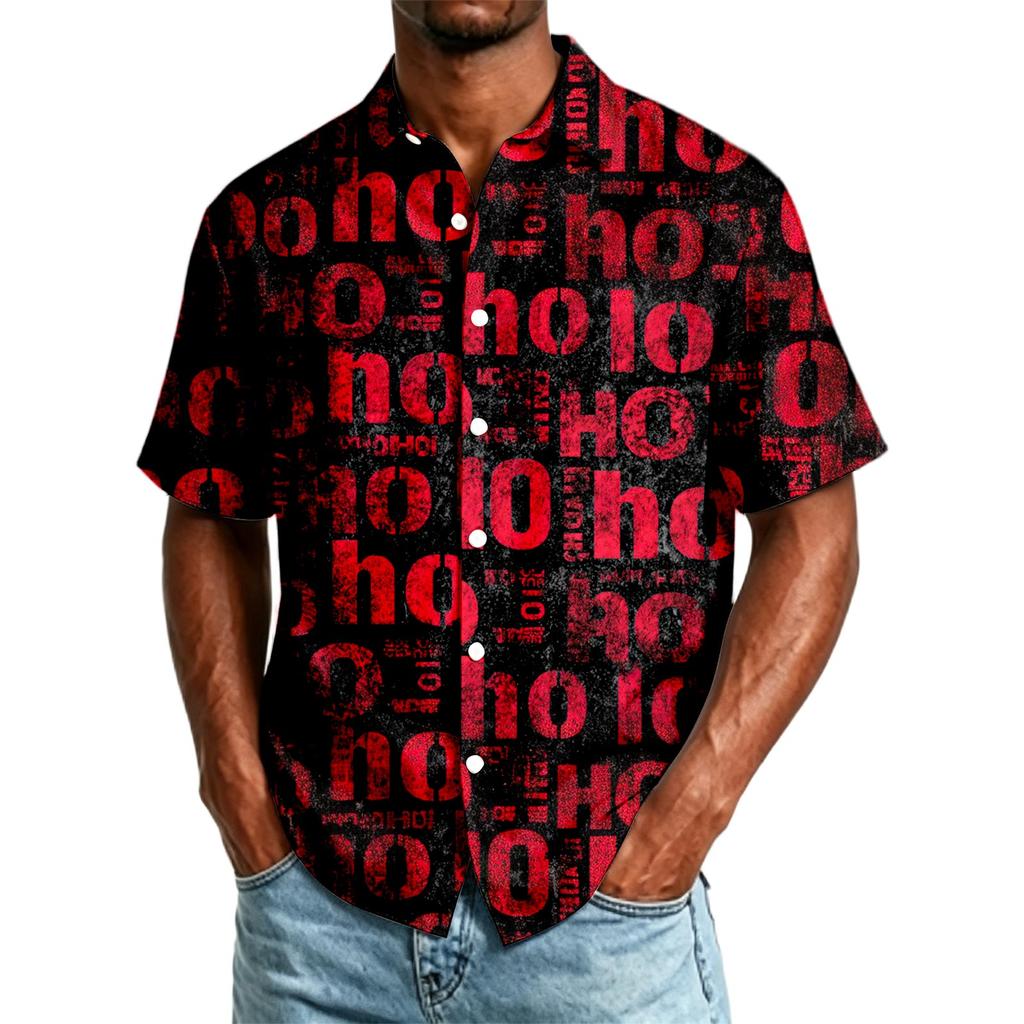 Men's Casual Short Sleeve Halloween Printed Shirt