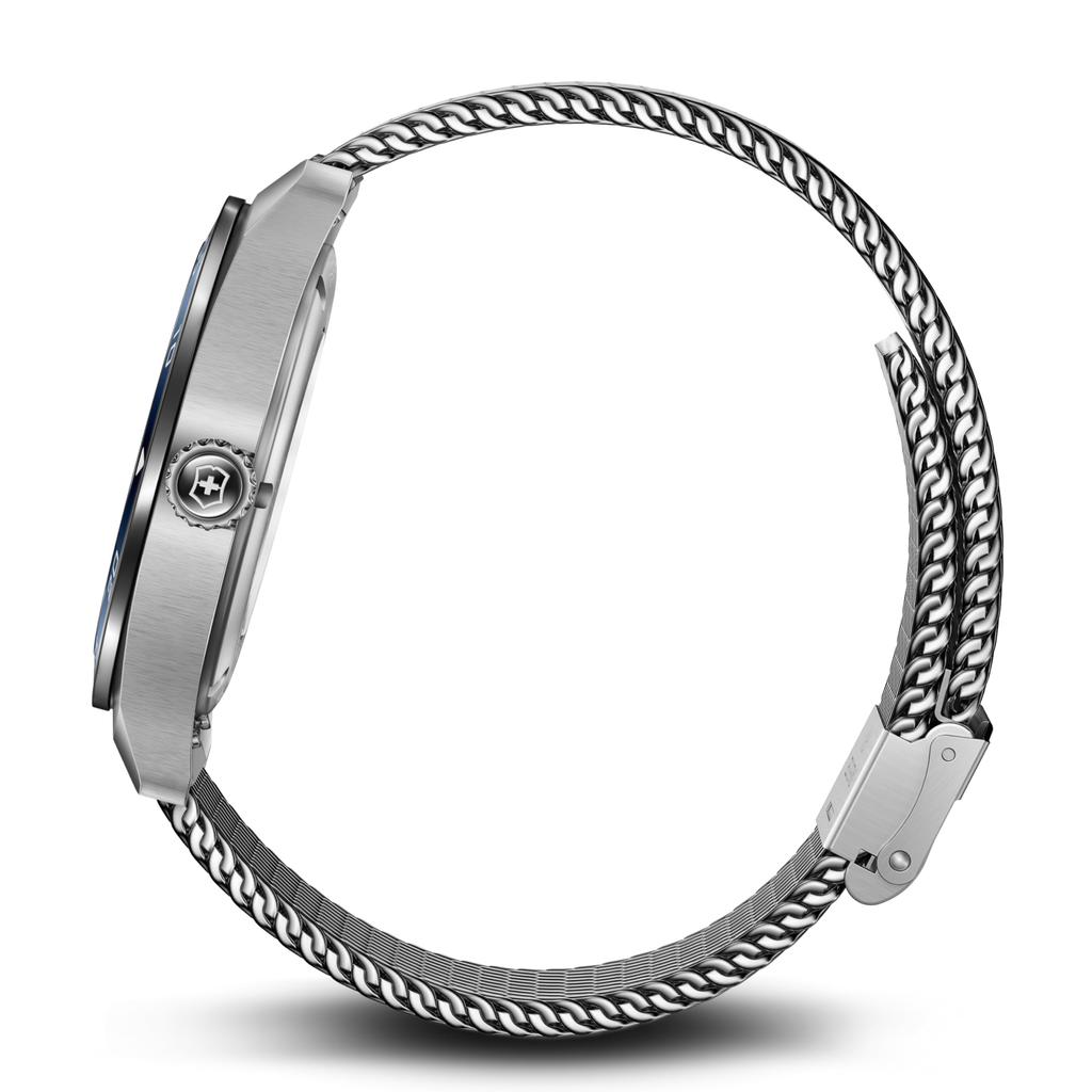 Victorinox SWISS ARMY Watch Analog Waterproof Automatic Blue Dial Mesh Bracelet Stainless Steel Case Strap Replacement 5 Year Warranty Brand Gift Blue