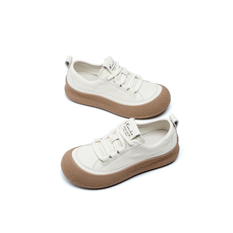 Thick-soled Soft Little White Shoes for Women's 2025 Autumn New Delicate and Versatile Casual Sports Single-board Shoes, High-end Soft Leather