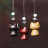 Strawberry Sandalwood Key Chain Chinese Style Lucky Cat Pendant Lucky Mobile Phone Ring  Women
