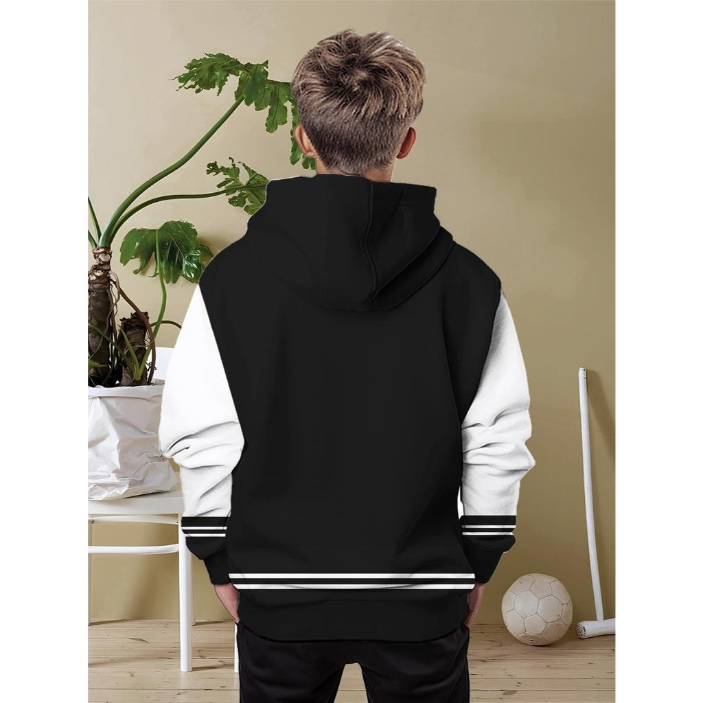 Boys' colorful digital 7 pattern 3D printed long sleeved hooded sweatshirt, sports shirt