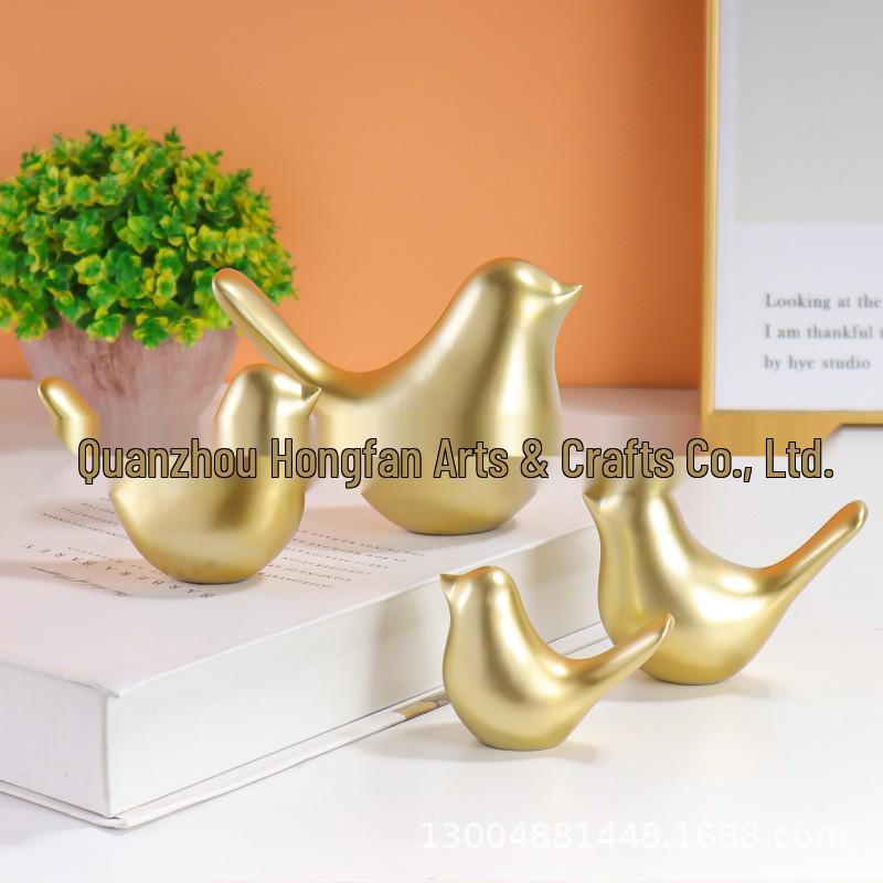 Nordic Golden Resin Bird Decor: Simple Living Room Animal Ornament