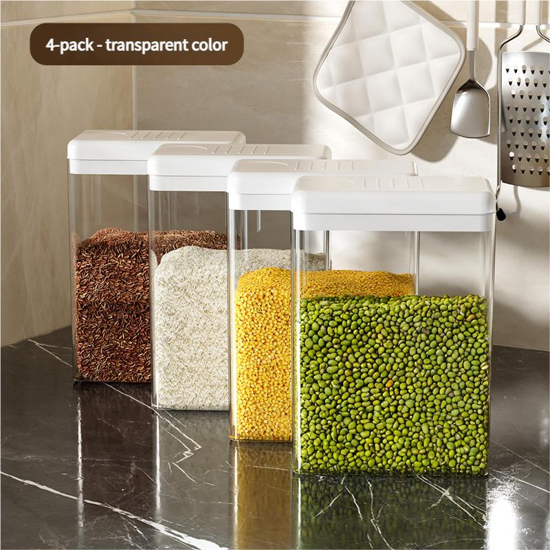 Transparent Plastic Kitchen Storage Jar Sealed Moisture Proof Insect Proof for Grain Snack Dried Fruit - Food Storage Container