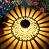 Iron Light Solar Wall Light Hollow Outdoor Garden Light IP65 Rated Solar Wall Lamp  Stairs Post