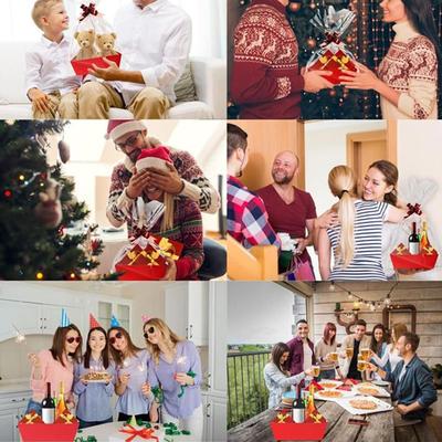 Cardboard Baskets For Candy Cardboard Red Pouch With Handles And Bows Christmas Holiday Baskets For Kids Adults Family Friends