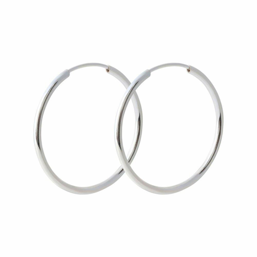 92.5 Sterling Silver Daily Simple Fashion Pipe Ring Silver Earrings 25mm
