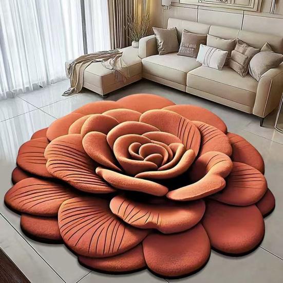 Floral Floor Mat Non-Slip Absorbent Bathroom Rug 3D Realistic Flower Pattern Floor Rug for Entrance Living Room Bathroom Kitchen