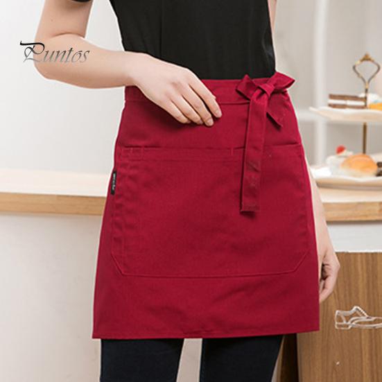 Wasserdichte Unisex-Halbschürze mit Tasche, Kellnerin, Chef-Taillenschürze, resistent, für Restaurant, Café, Schnürung, kurze Schürze
