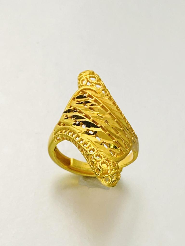 24K Gold Plated Adjustable Brass Ring - Personalized High-End Design