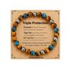 Tiger's Eye Stone Bracelet Friend Gift Obsidian Magnet Blue Tiger's Eye Bead Elastic Cord 8mm Triple Protection Bracelet