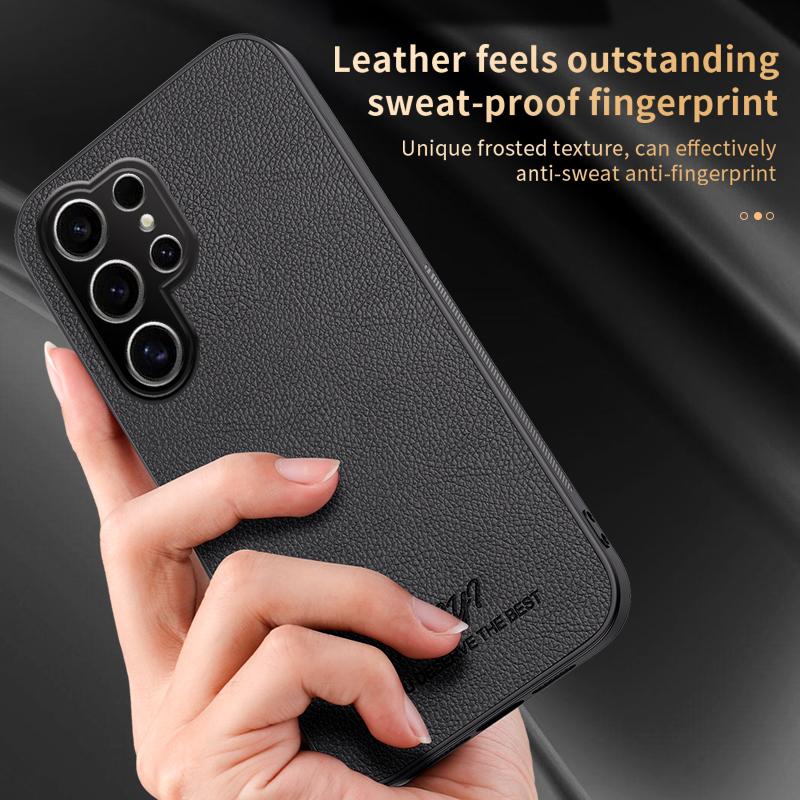 Business Retro Leather Built-in Magnetic Case For Samsung Galaxy S26 Ultrra S25 Plus Skin-friendly Shockproof Protect Slim Cover