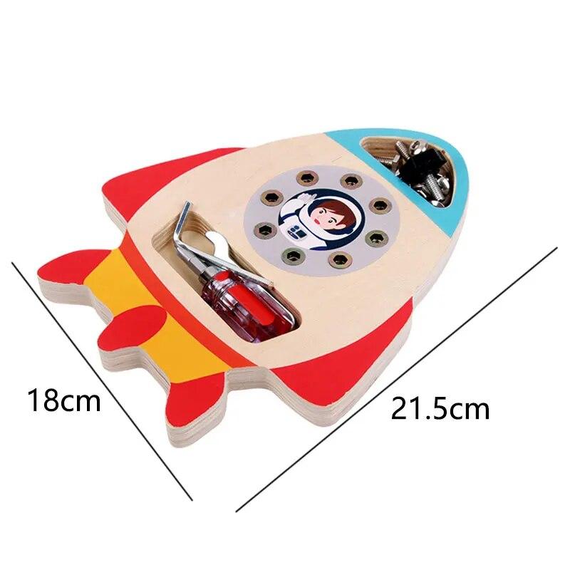 Montessori Screw Busy Board Wooden Toys DIY Parish Play Skills Learning Fine Motor Training Nut Screw Disassembly Game Kids Toys